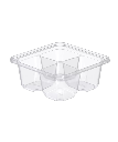 CONTAINER 24oz 6" SQUARE CLEAR PLASTIC 4-COMPARTMENT LEAK RESITANT TEMPER EVIDENT AND TAMPER RESISTANT RECYCLABLE - 300/CASE