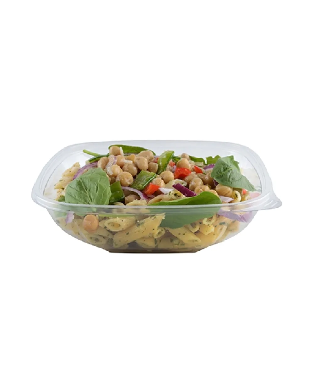 FOOD SALAD BOWL 32oz MEDIUM SQUARE BLACK PLASTIC - 300/CASE