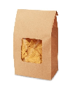 BAG PAPER 1lb 4.75"x2.5 "x 9.5" BAKERY STAND-UP NATURAL W/WINDOW  - 500/CASE