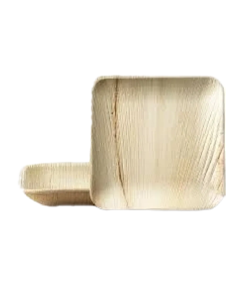 DINING PLATE BIO PALM LEAF 8" SQUARE NATURAL - 100/CASE