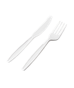 CUTLERY KIT FORK / KNIFE / NAPKIN WHITE WRAPPED BIO-DEGRADABLE PSM - 250/CASE
