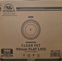 CUP LID 8ox 12oz16oz 20oz CLEAR PET ROUND FLAT FOR COLD BEVERAGE 90mm RECYCLABLE - 1000/CASE  