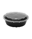 BLACK CONTAINER & CLEAR LID COMBO 32oz PLASTIC ROUND 6.80"X2.50" - 150/CASE