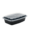 BLACK CONTAINER & CLEAR LID COMBO 28oz PLASTIC RECTANGULAR 8.30"X5.80"X1.62 - 150/CASE