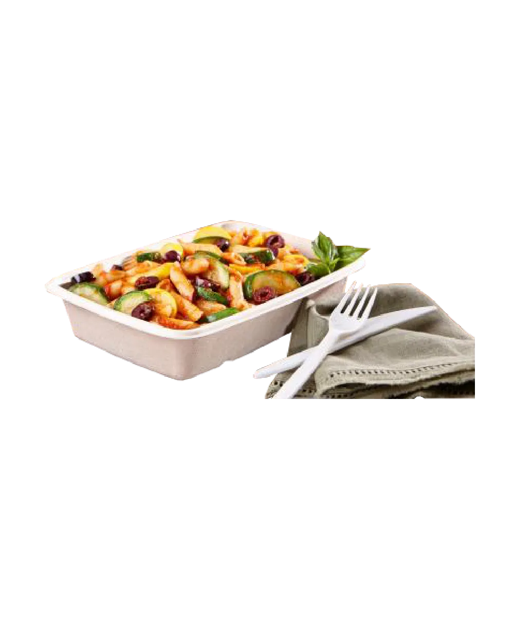 CONTAINER 30oz 9"X6" RECTANGULAR WHITE 1-COMPARTMENT NO-PFAS - 300/CASE