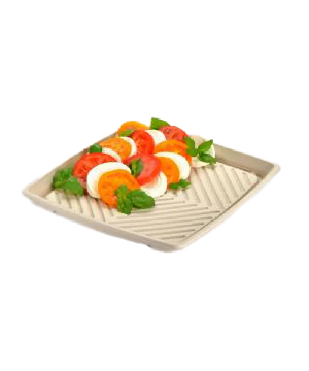 CATERING TRAY 14" PULP NATURAL SQUARE PLATTER COMPOSTABLE - 25/CASE