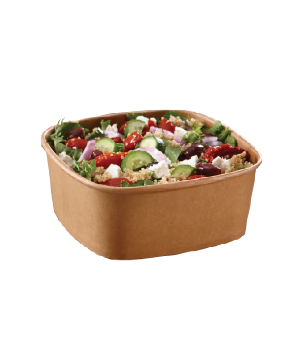 FOOD BOWL PAPER 32oz SQUARE KRAFT 6.5"X6.5" - 300/CASE